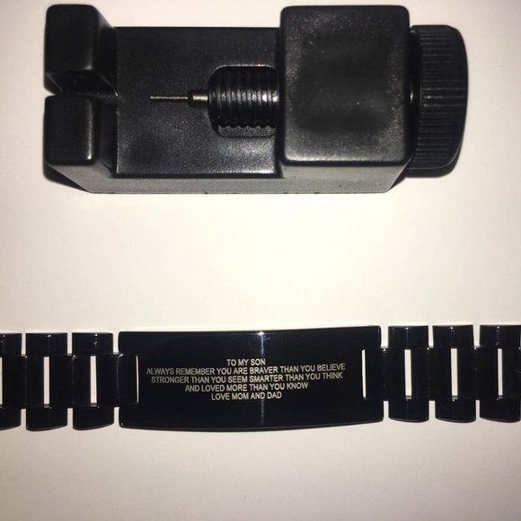 To My Son Bracelet Gift Love Mom Stainless Steel Courage Inspirational Wristband - Picture 4 of 7